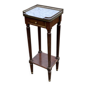 Louis XVI Napoleon III stool from the 19th century, white marble.