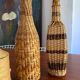 Trio de bouteilles vintage corde et osier