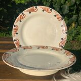 Old earthenware mounted plate, hbcm huguette service