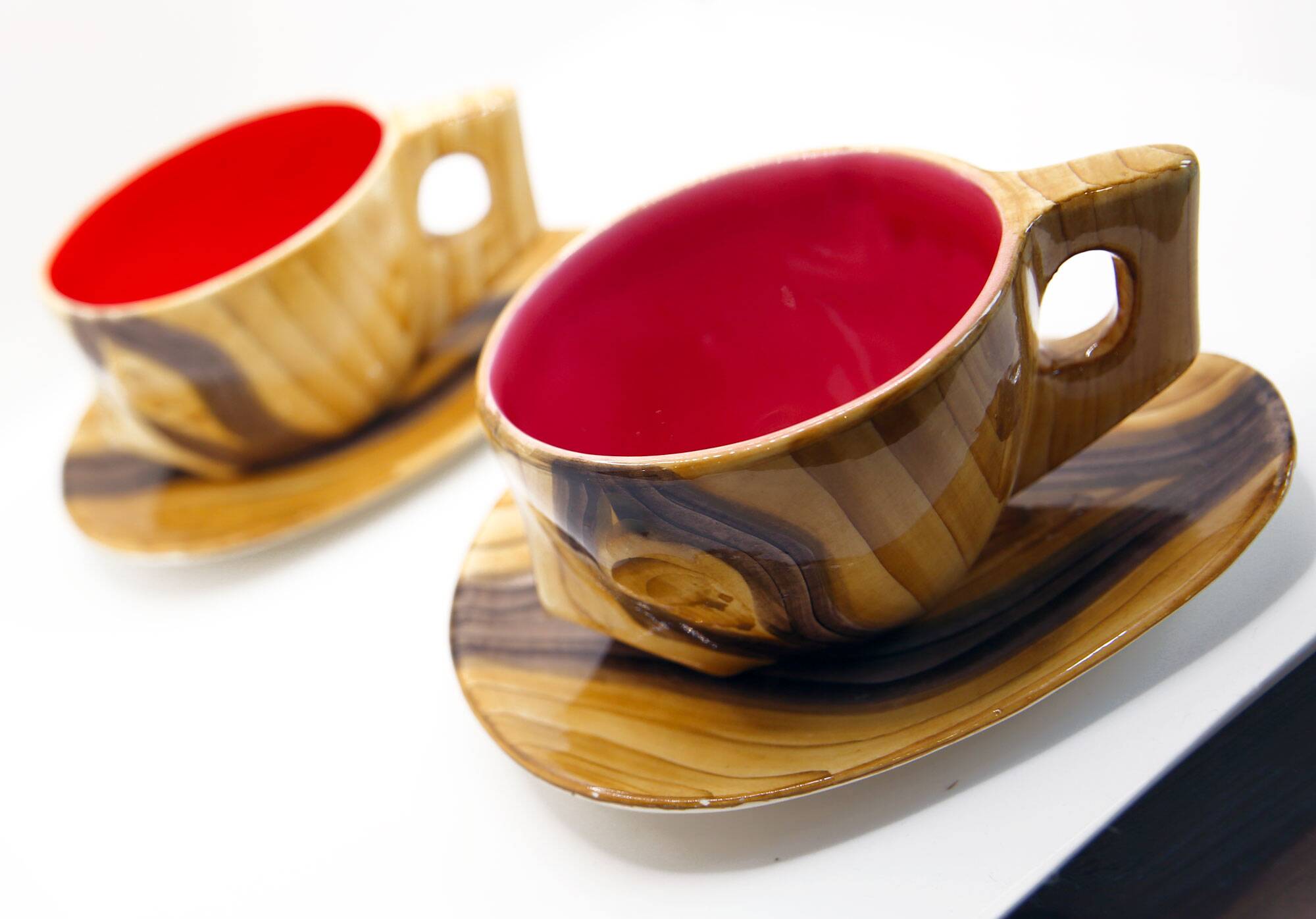 Lot de 2 tasses XL imitation bois Grandjean Jourdan Vallauris