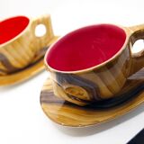 Set of 2 XL imitation wood cups Grandjean Jourdan Vallauris