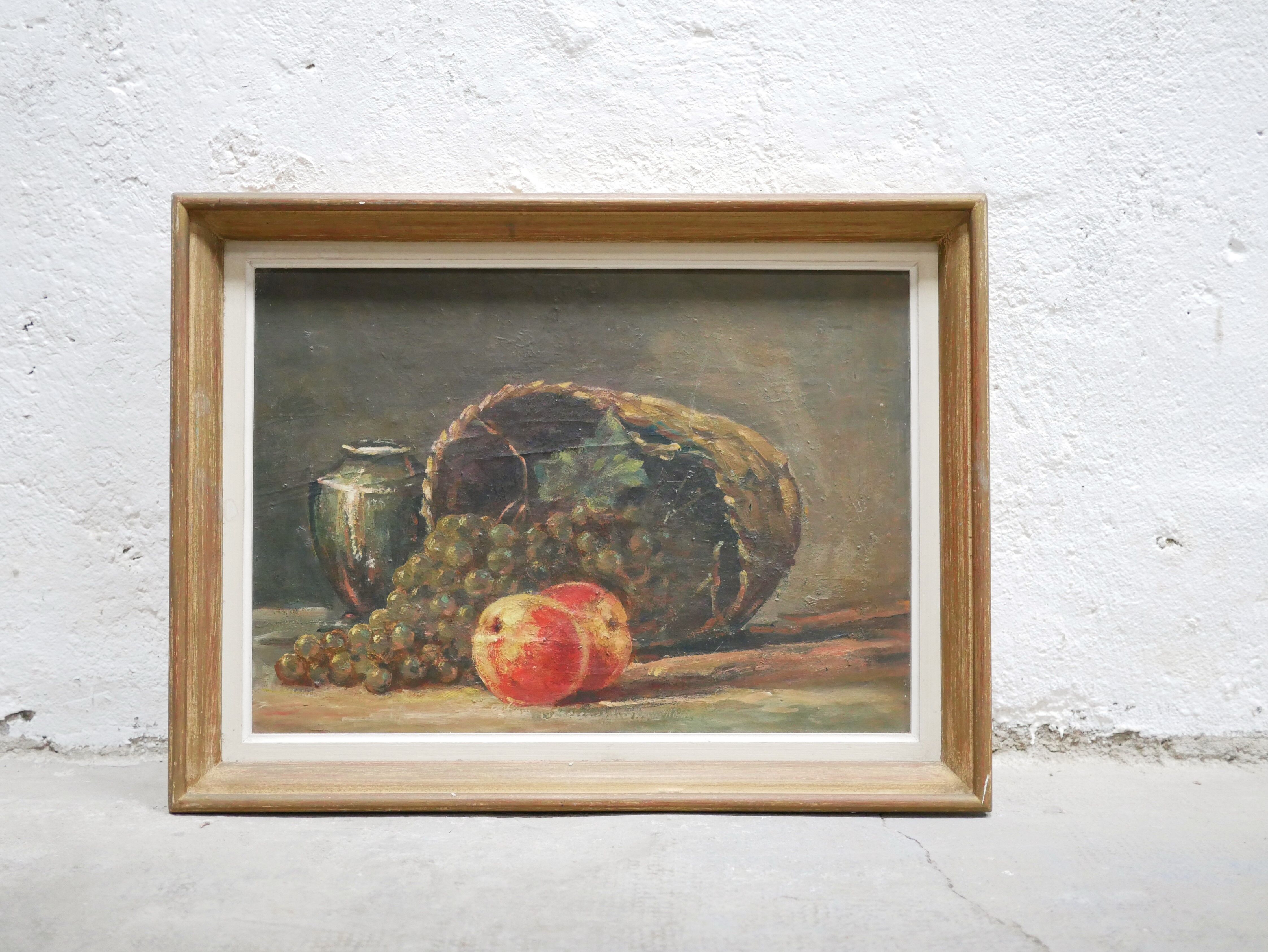 Old painting, still life, oil on panel