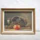 Old painting, still life, oil on panel
