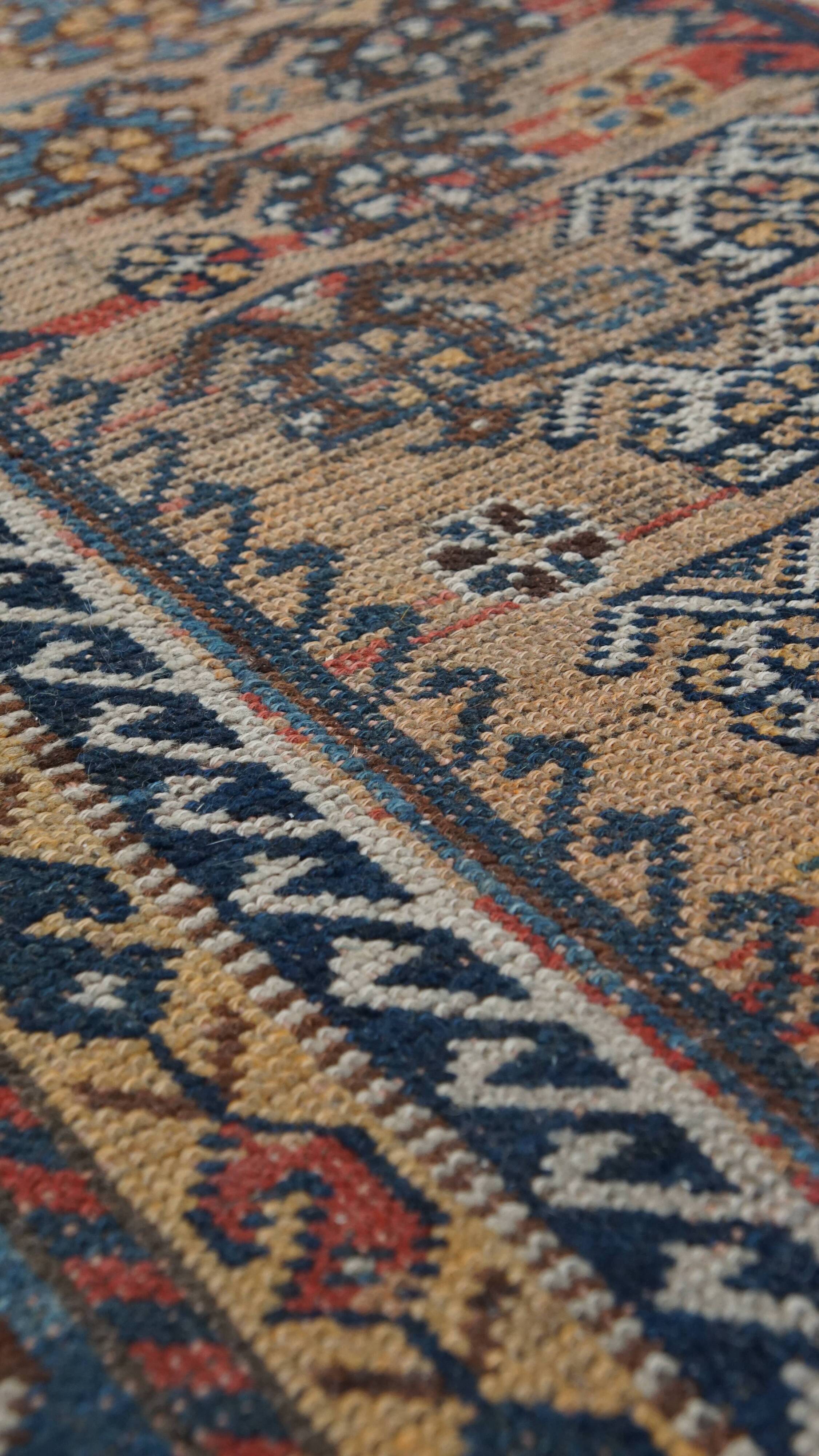 Vintage Hand-Knotted Rug with Patterns – 172x88cm