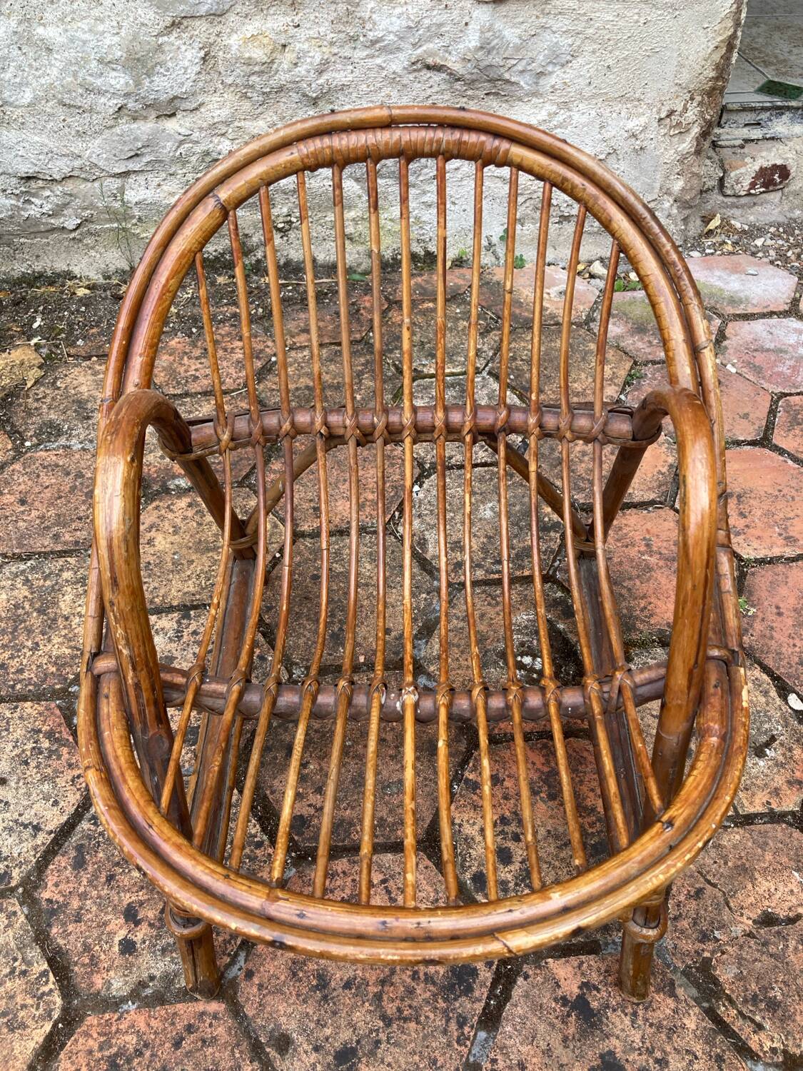 Vintage rattan children's armchair