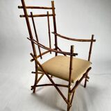 Vintage Italian Armchairs and Coffee Table in Bamboo and Brass by Paolo Traversi, 1970s, Set of 3