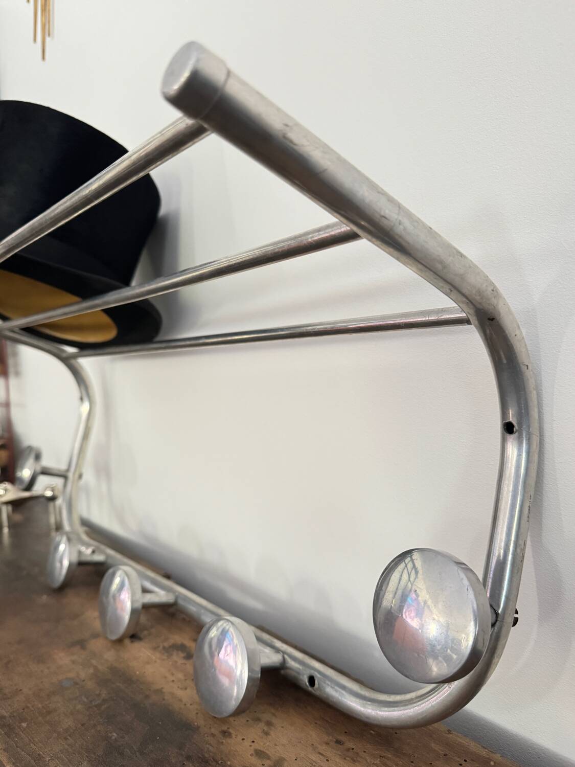 Vintage aluminum wall coat rack