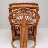 Ensemble table et chaises rotin vintage
