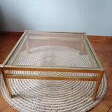 Square metal and glass coffee table