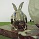French Art Deco Lamp Marble Base Silver Metal Rabbit Crackle Ball Shade 3365
