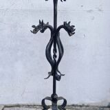 Black wrought iron fireplace tool set