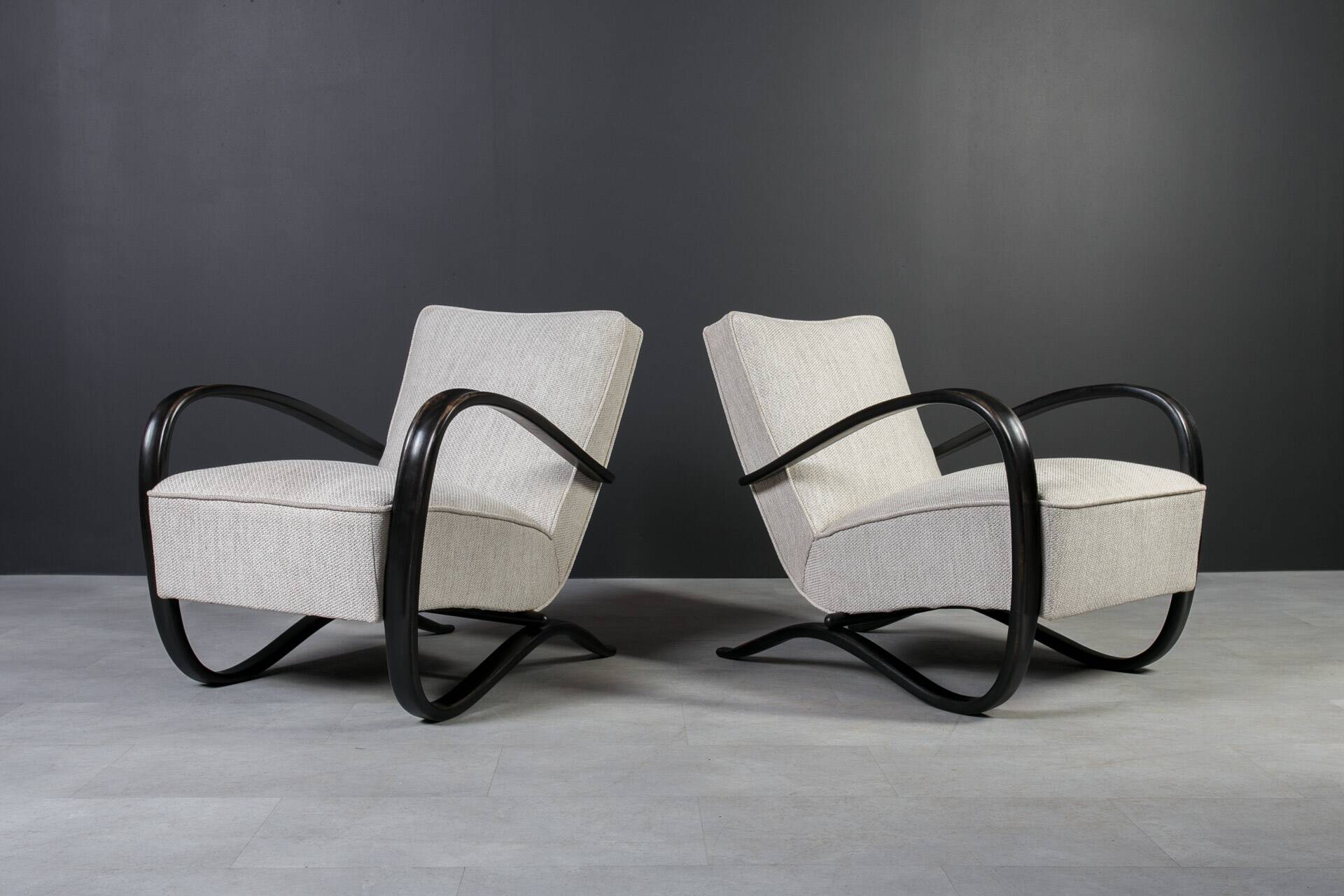 Set of two Art Deco Armchairs by J. Halabala, Model H269, 1930s