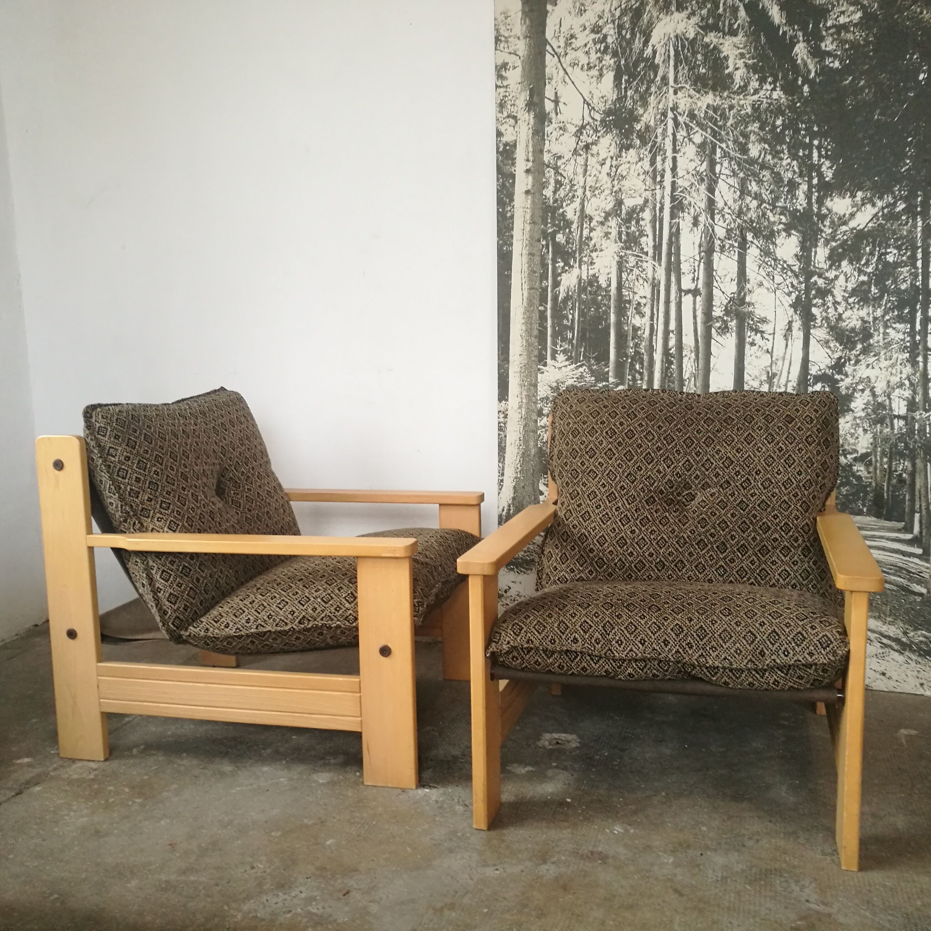 Paire de fauteuils vintage en bois