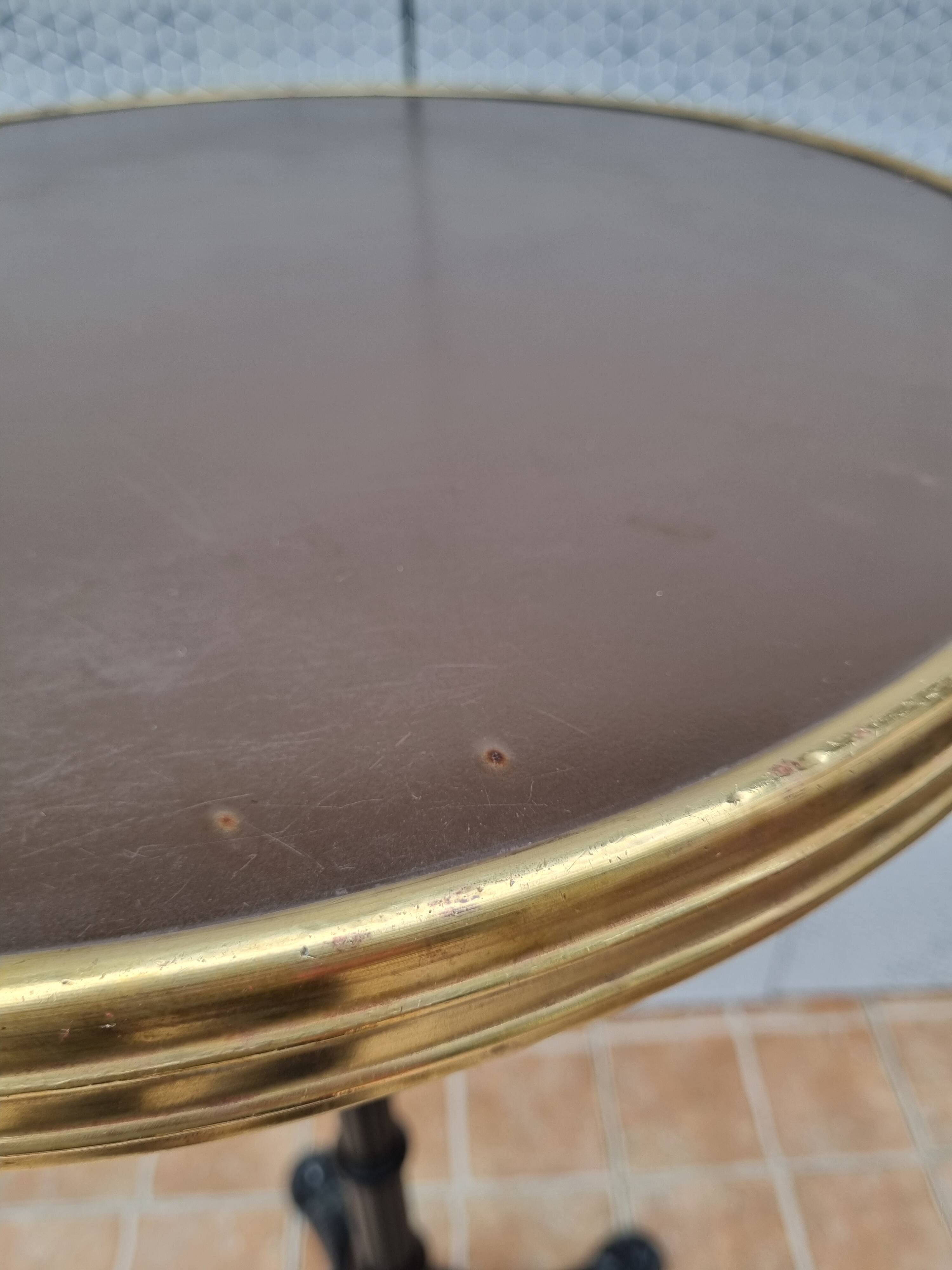 Vintage cast iron and brass "standing" bistro table, 109 cm
