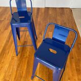 Pair of blue Tolix high chairs