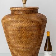 Hand-Woven Rattan Table or Floor Lamp, Burma/Myanmar, Oversized, 1980s