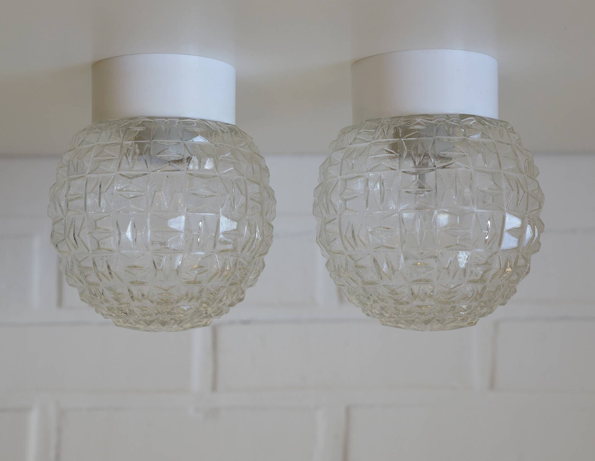 Pair of wall lamps / set of ceiling lights / mid-century flush mount lighting / vintage sconce lamps