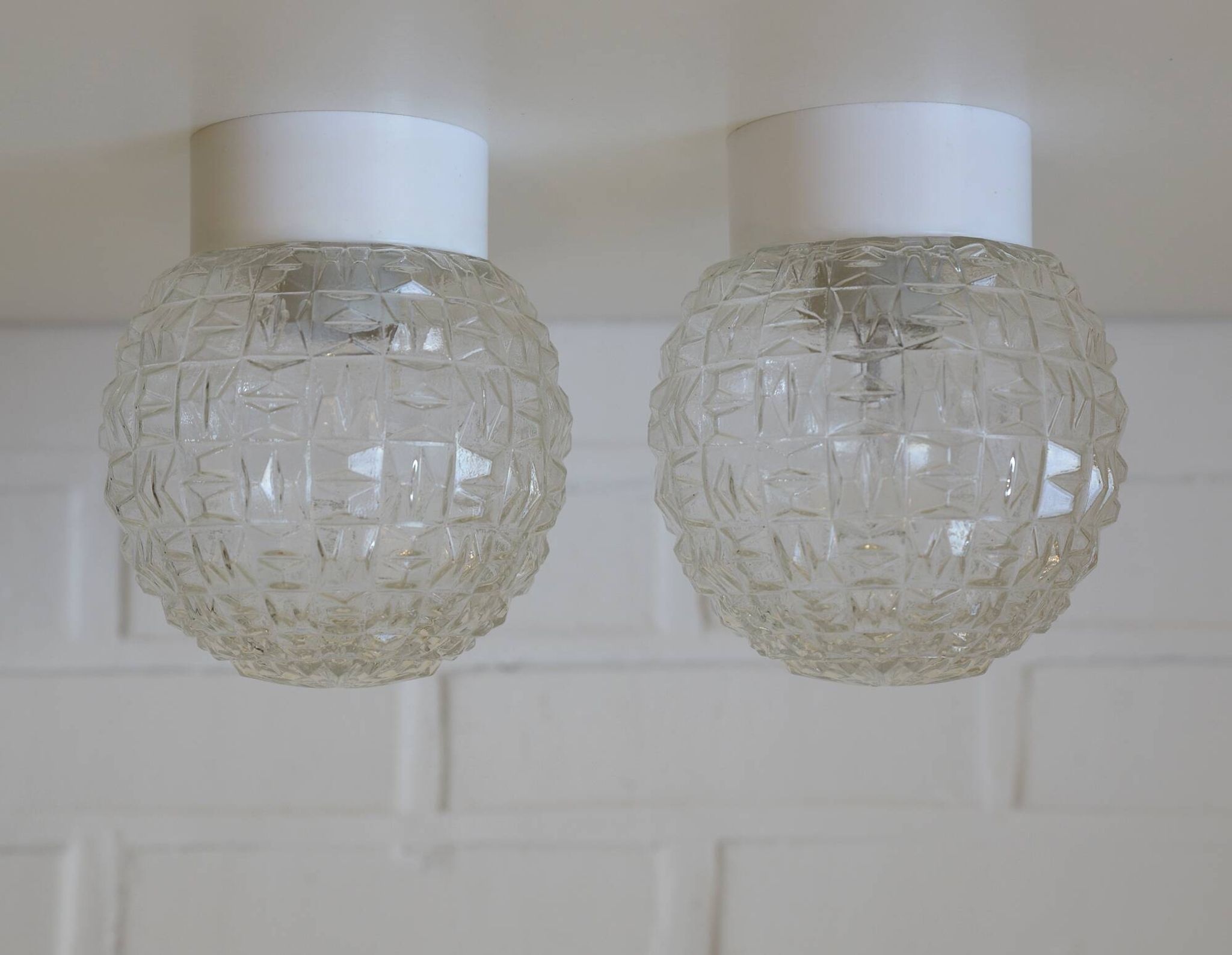 Pair of wall lamps / set of ceiling lights / mid-century flush mount lighting / vintage sconce lamps