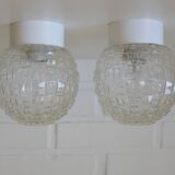 Pair of wall lamps / set of ceiling lights / mid-century flush mount lighting / vintage sconce lamps