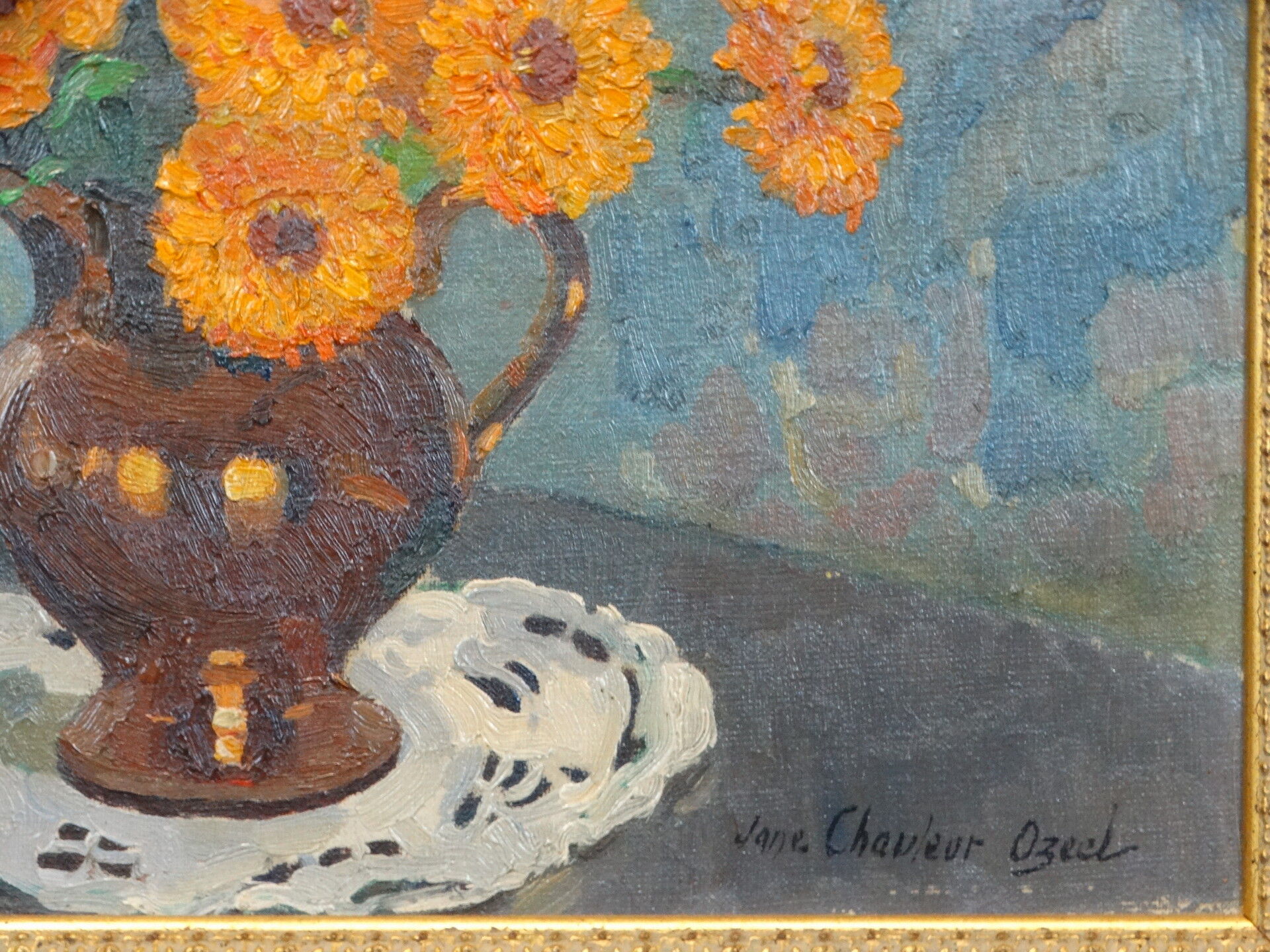 Oil on canvas, Chauleur-Ozeel Jane, bouquet of flowers