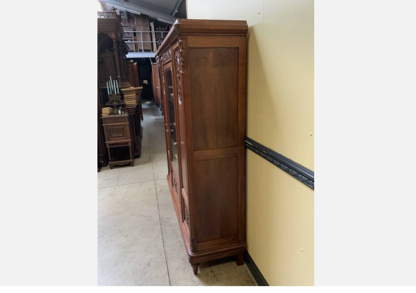Antique Art Nouveau walnut bookcase
