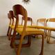 Set of 7 Baumann sled chairs in wood and mustard yellow fabric, 1960s