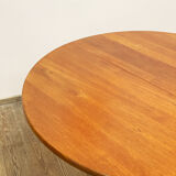 Extendable round mid century teak dining table, 1950s, Denmark