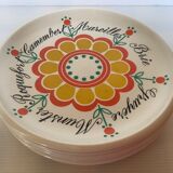 Six assiettes à fromages à fleurs vintage