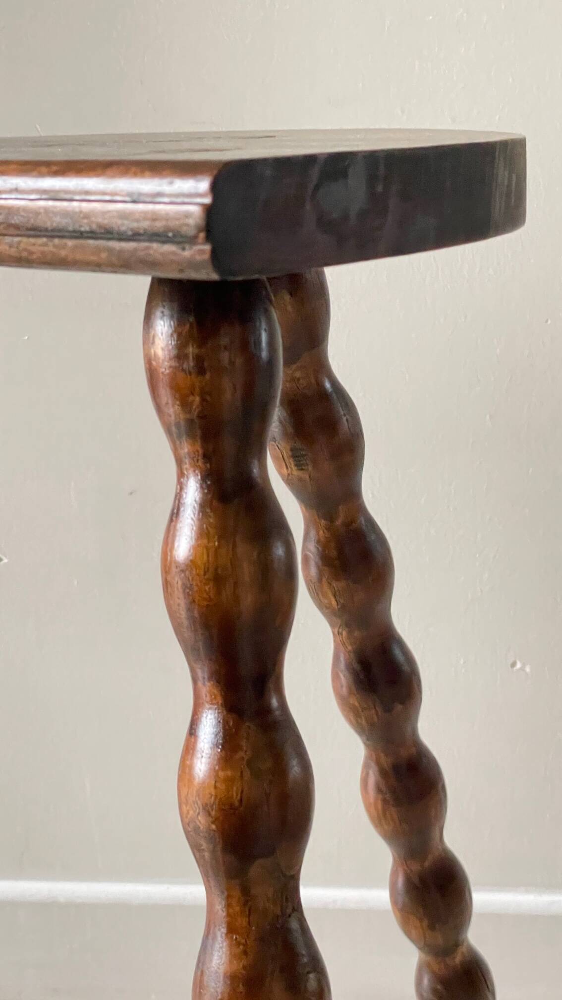 Vintage turned tripod wooden stool