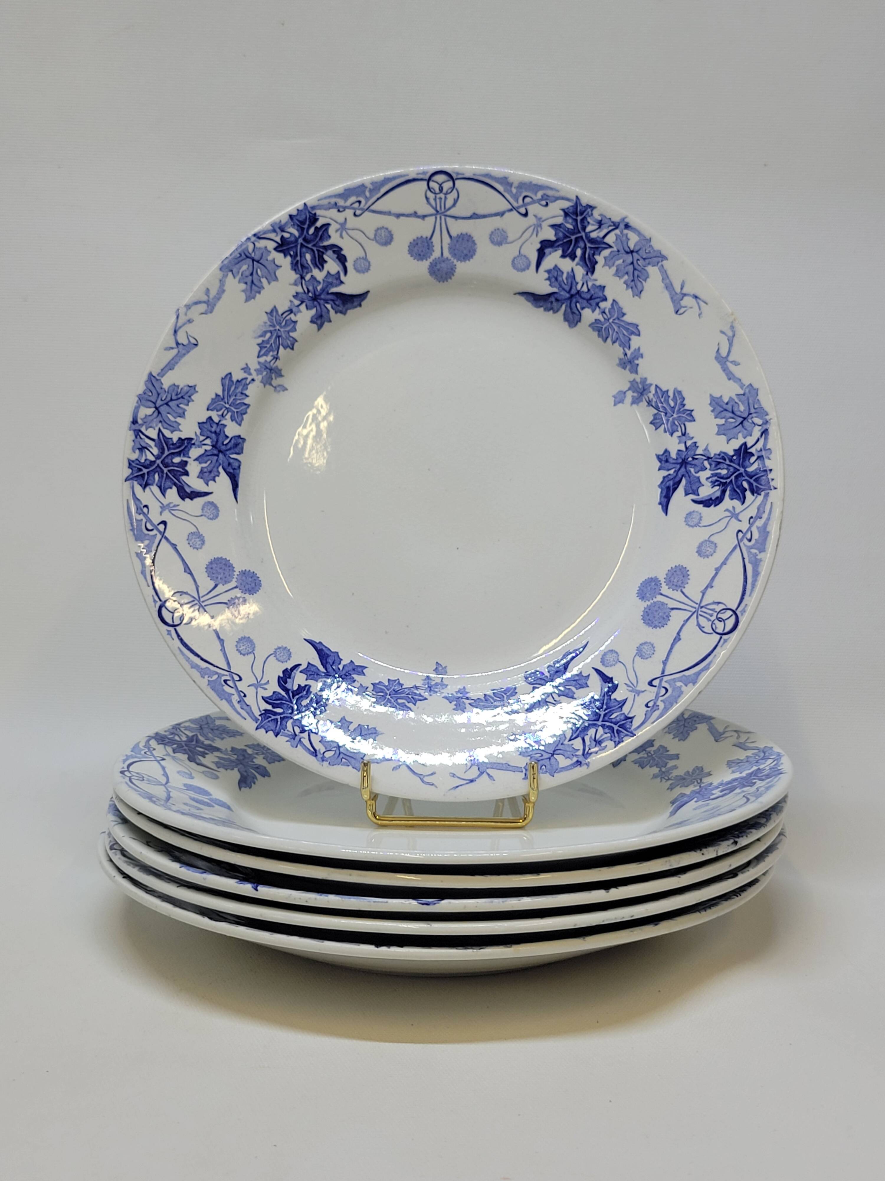 6 Small Flat Plates KG Lunéville Model Lautrec Art Nouveau Decor