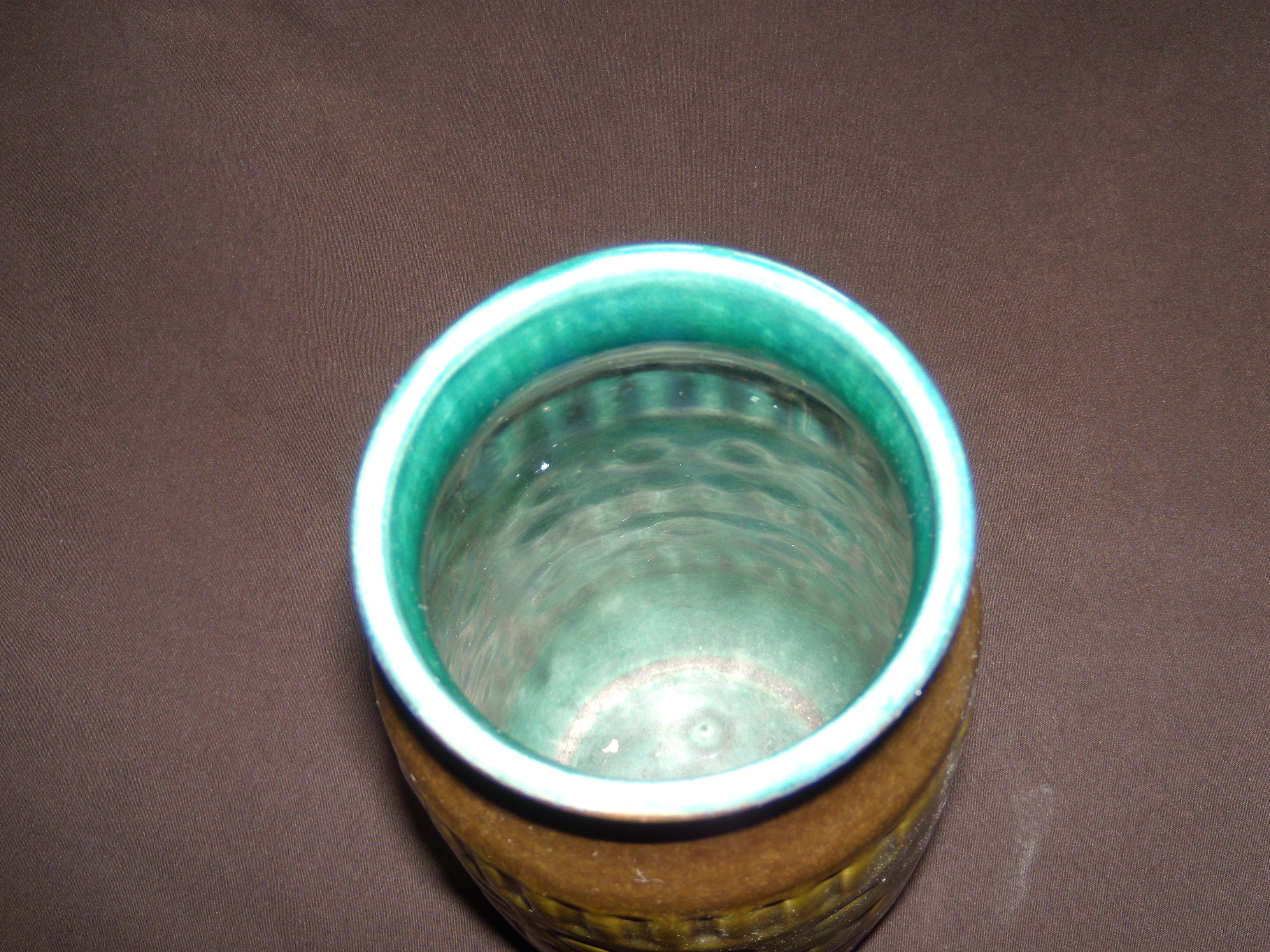 Green vase with geometric decoration jasba w.germany