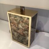 Lamp in gilded metal and stylized glass. In the style of Aldo Tura