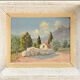 Sheepfold at the foot of the mountains oil on panel