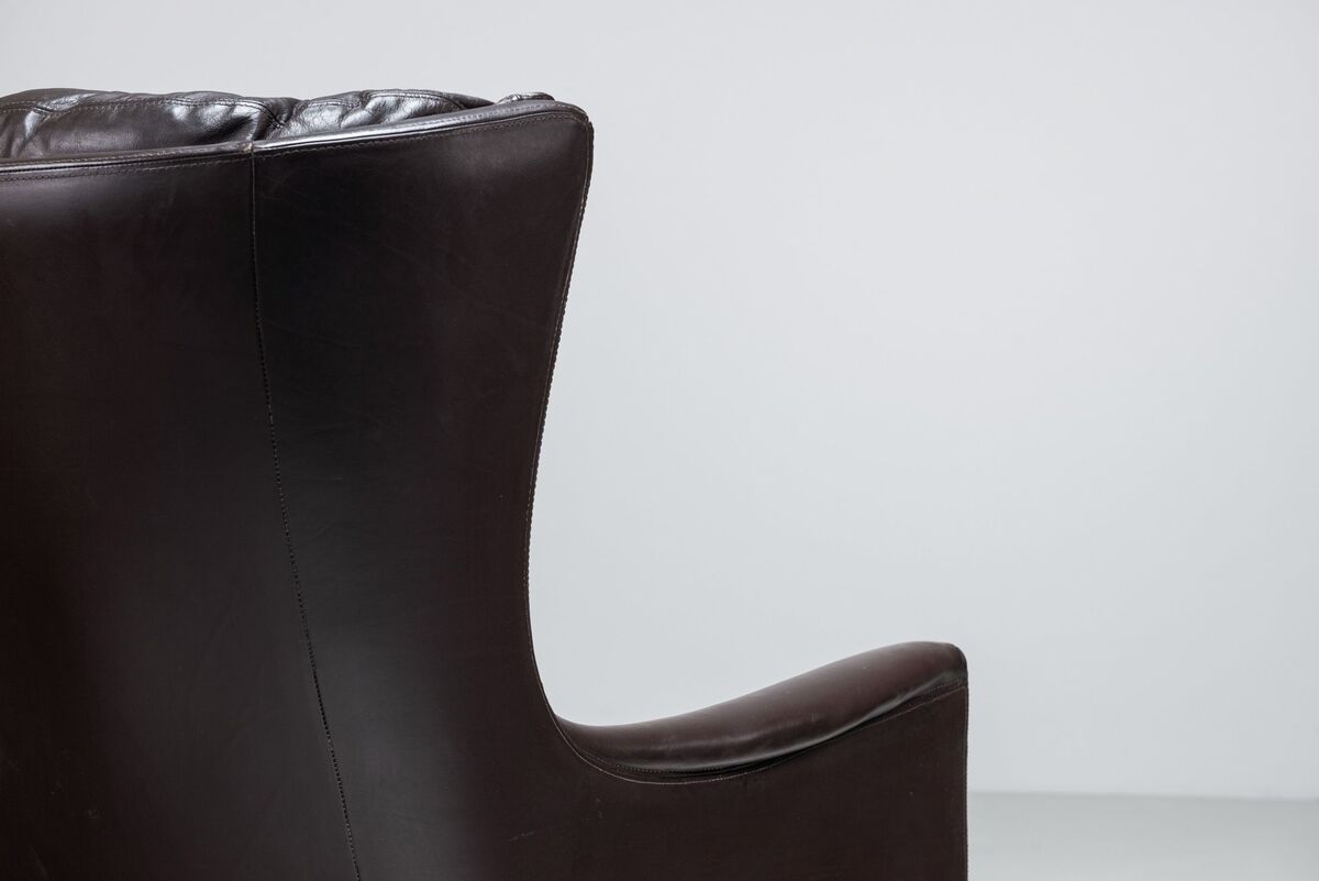 Pair of Durlet lounge chairs brown leather Belgium 1960