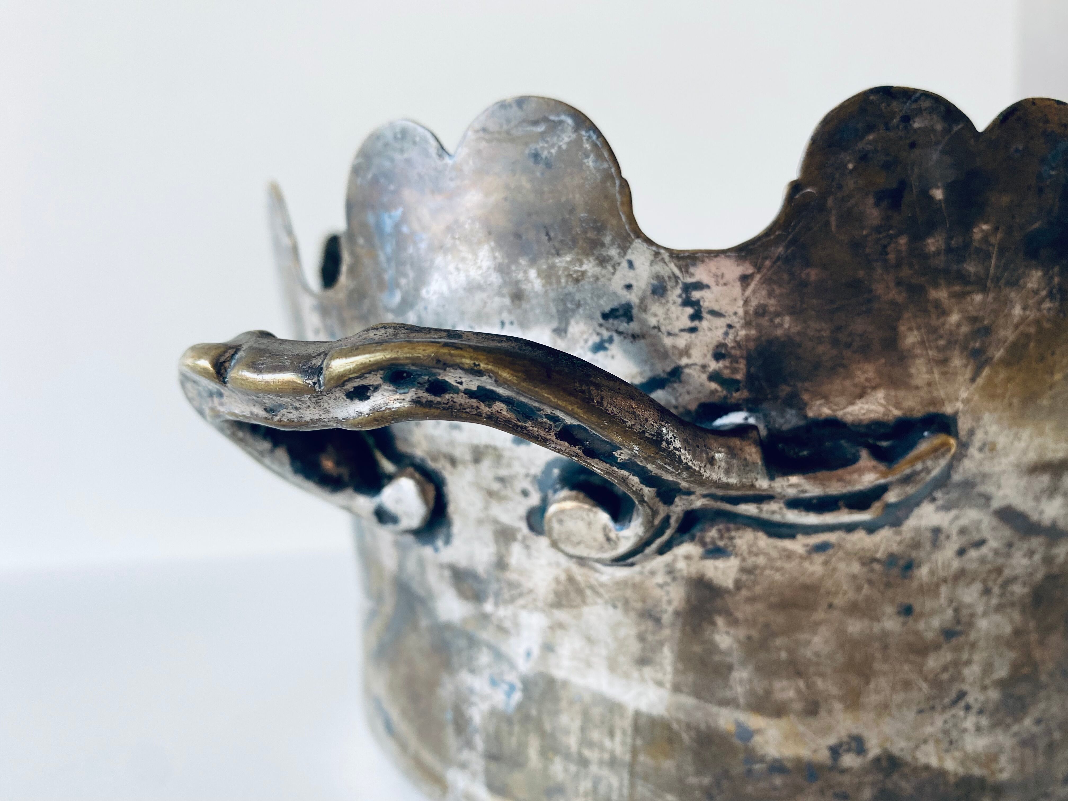 Silver metal flower pot or cover