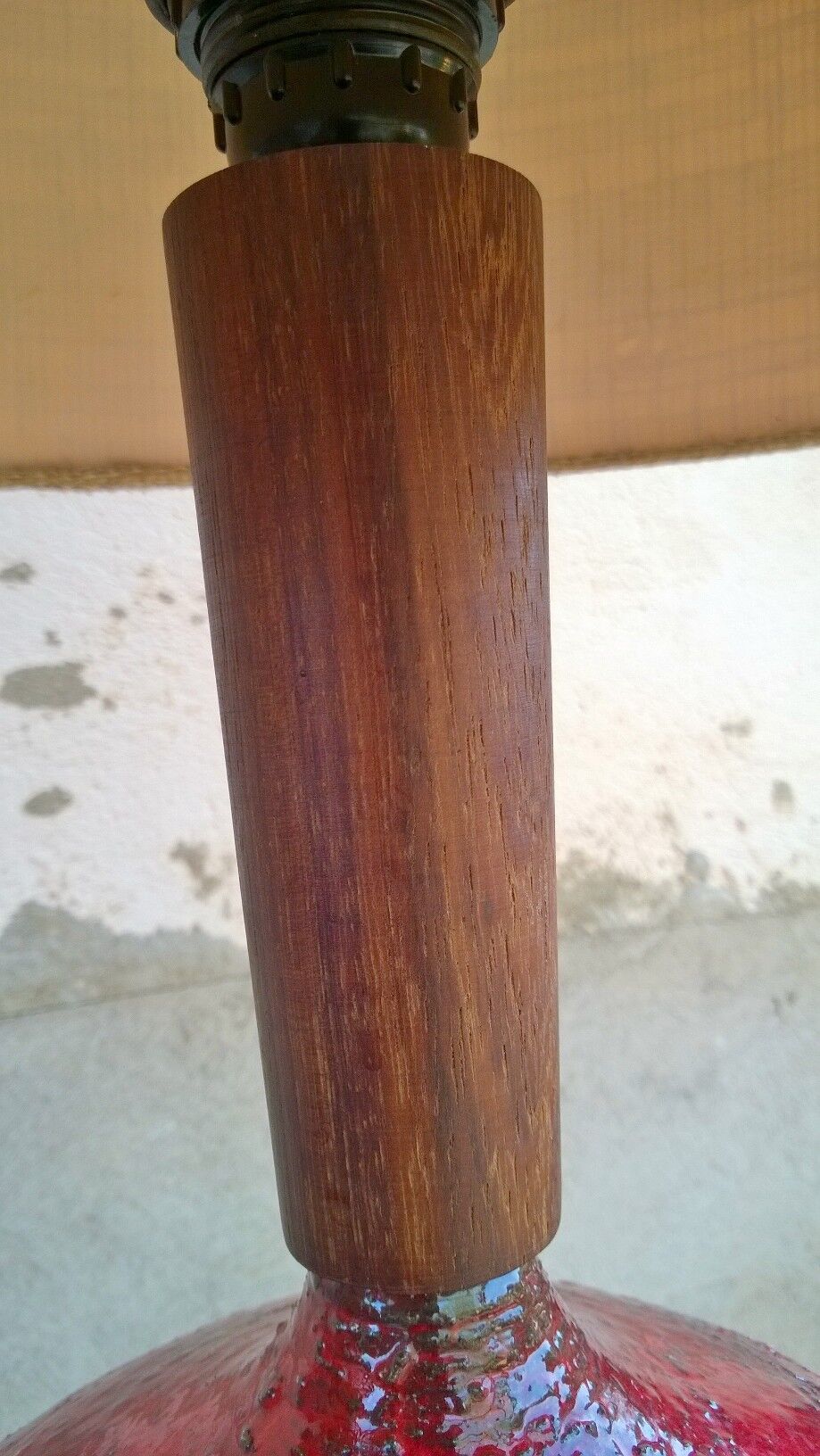 Ceramic lamp and teak by Krosselbach 1970