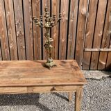 Large bronze candle holder with putti angel