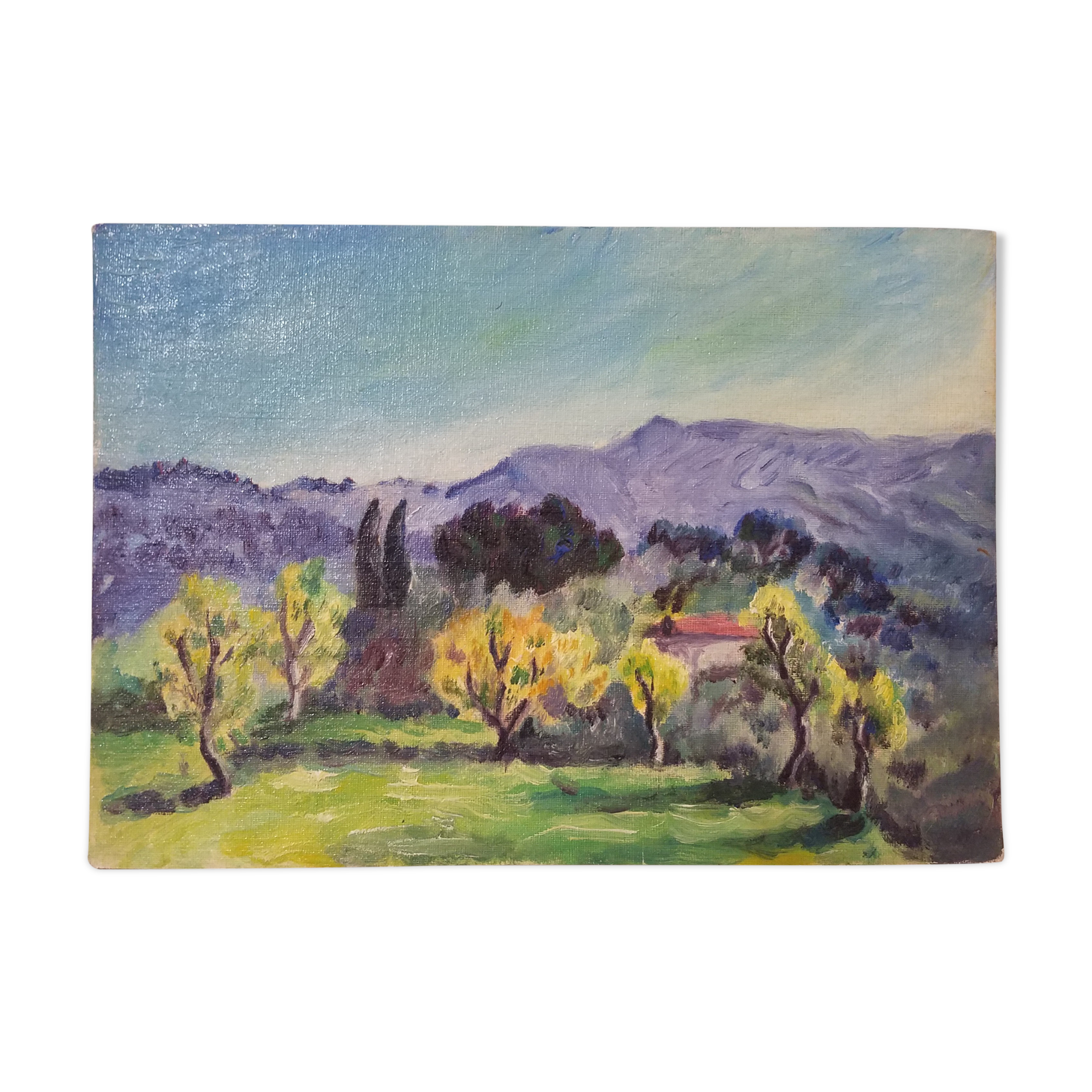 Old oil on wooden panel