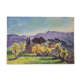 Old oil on wooden panel