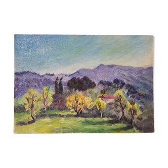 Old oil on wooden panel