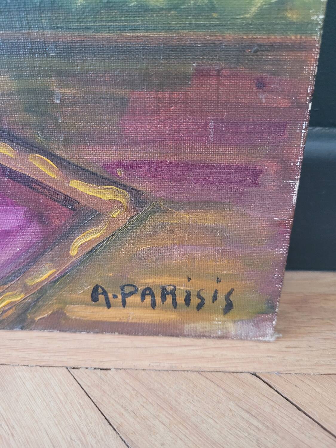 Oil painting on canvas bouquet signed A Parisis