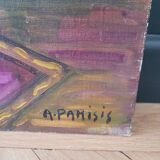 Tableau huile sur toile bouquet signé A Parisis