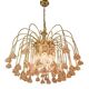 Vintage chandelier rain gold with handmade Murano glass pink flowers.