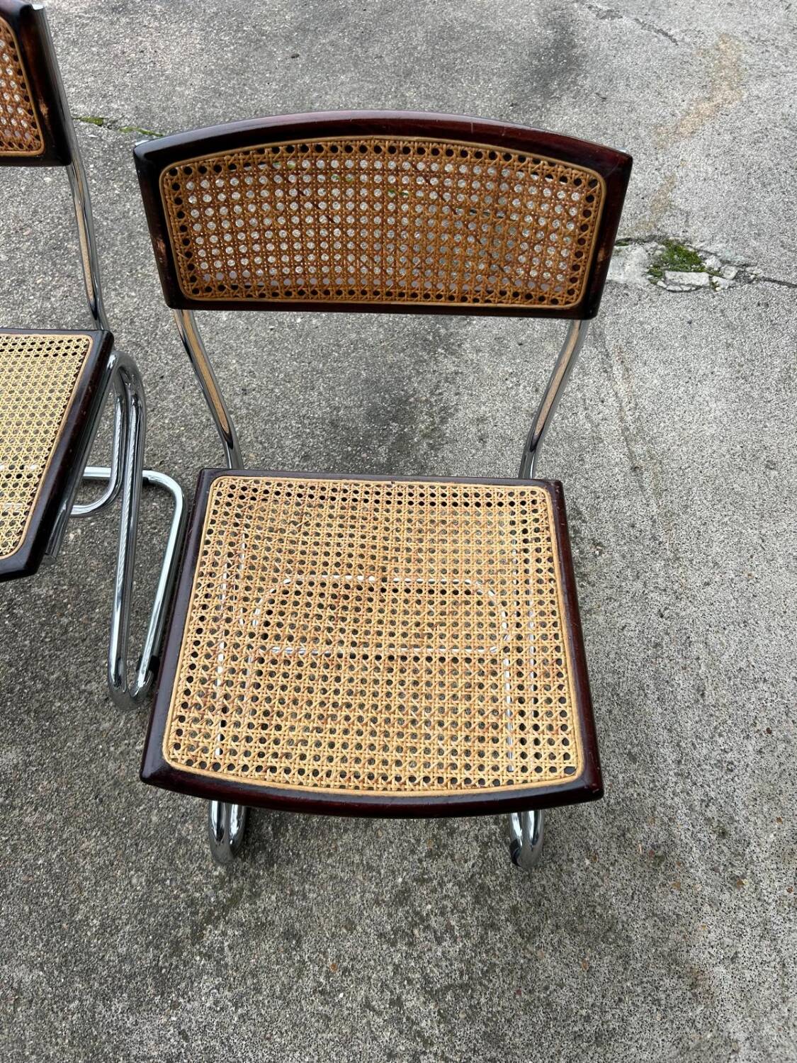 Set of Four Vintage Italian Tubular Chairs Bauhaus Style Marcel Breuer Circa 1970