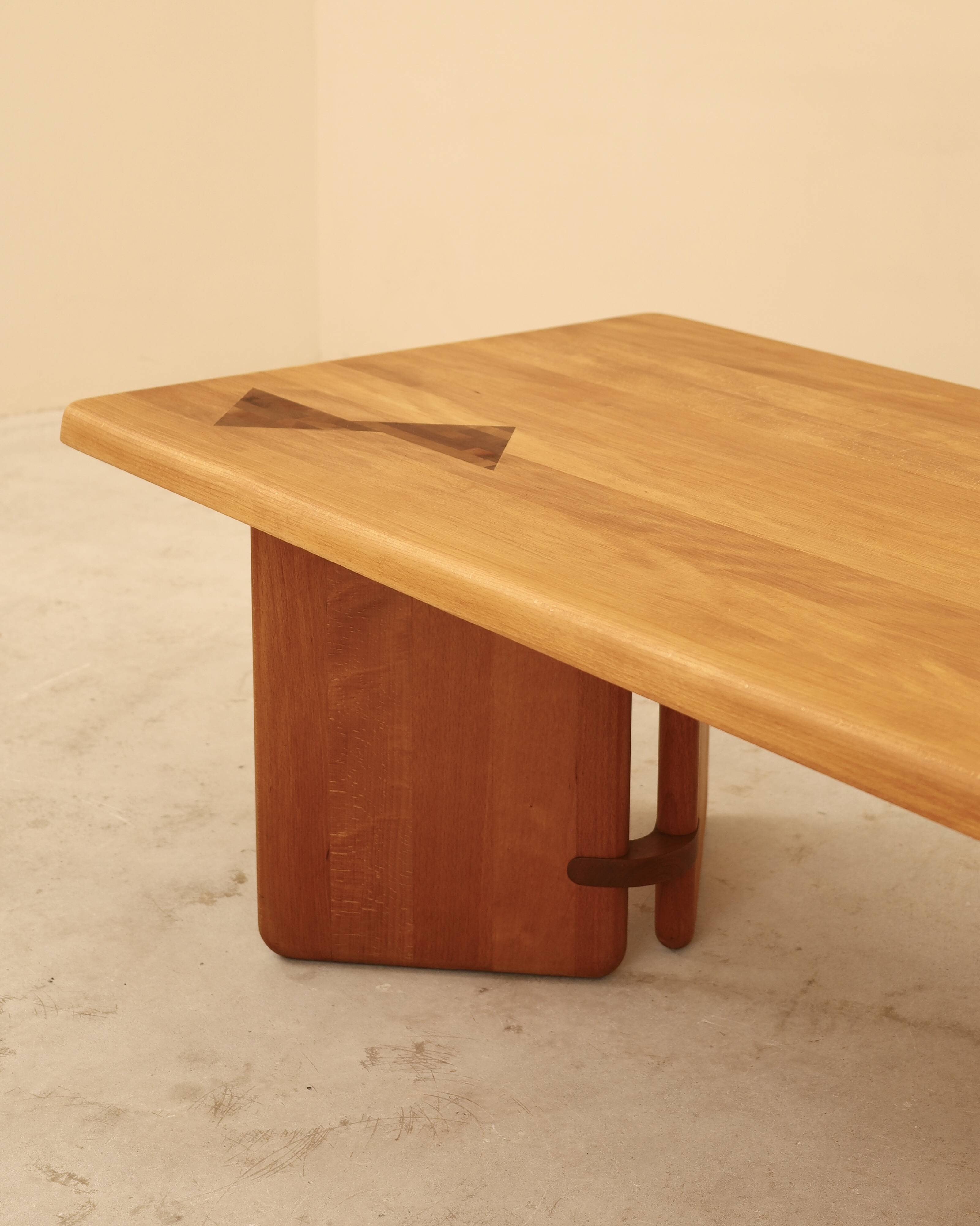 Table basse en hêtre massif, Seltz, France, 1988