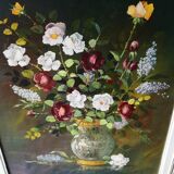 Huile sur panneau bouquet de fleurs