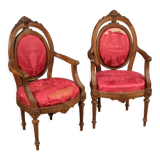 Pair of walnut armchairs from XIXth century