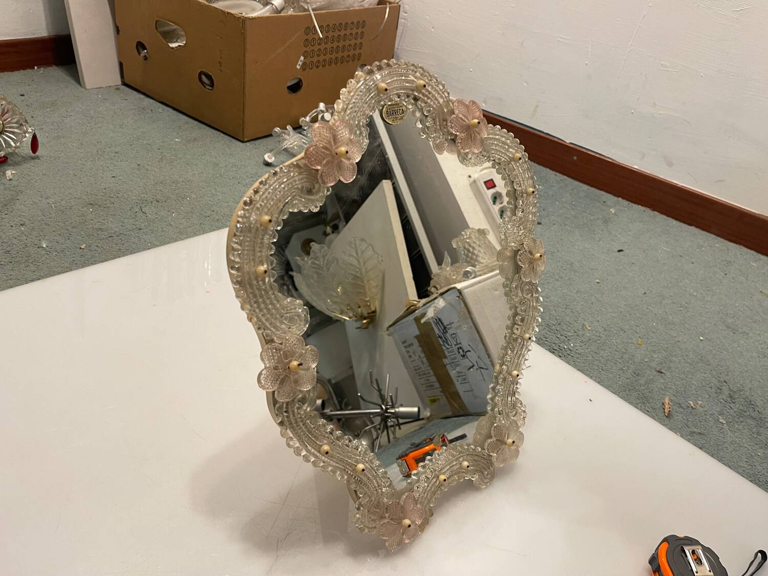 Pink Venetian Murano Glass Table Mirror 1960’s