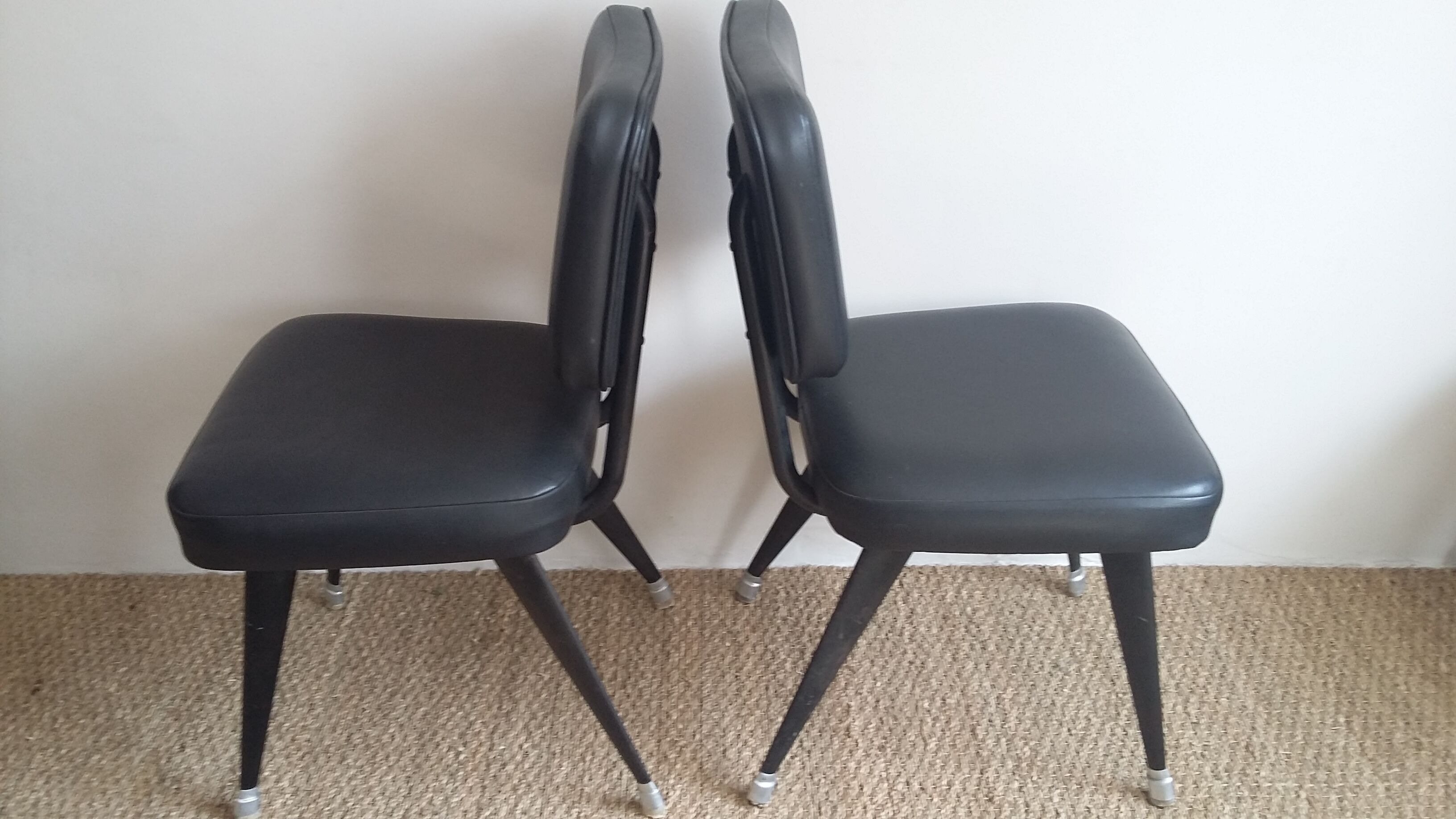Set of 5 black industrial chairs - 1960s