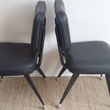 Set of 5 black industrial chairs - 1960s